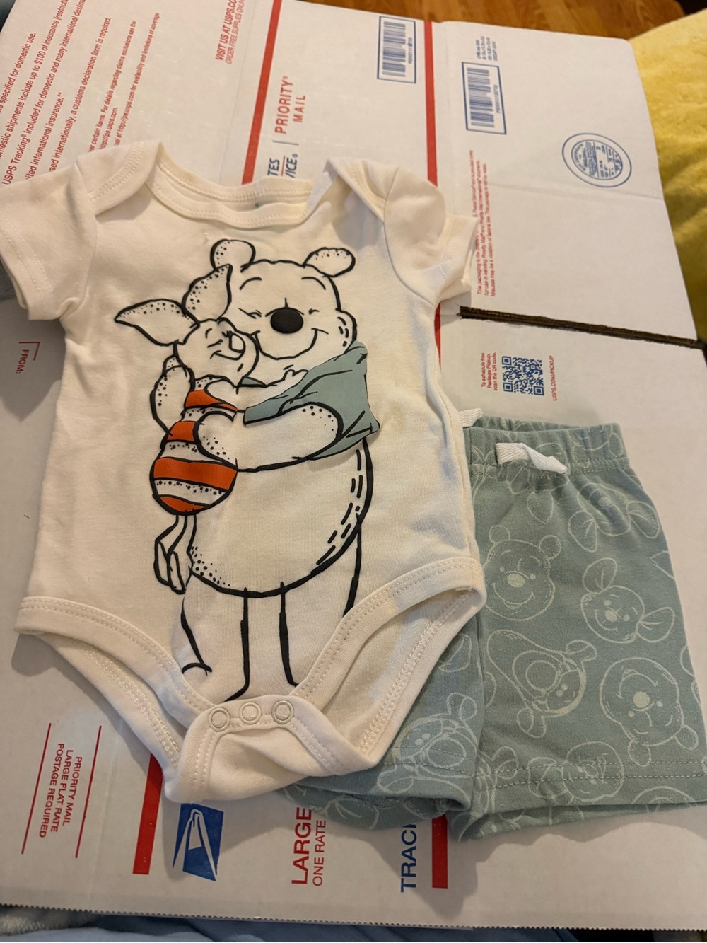 Disney Baby Pooh Baby Boys Size 3-6 months Two Piece Short Set Bodysuit